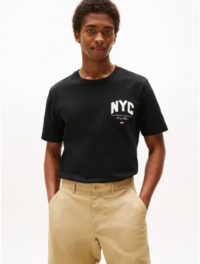 Tommy Hilfiger Embroidered Nyc Logo T In Black
