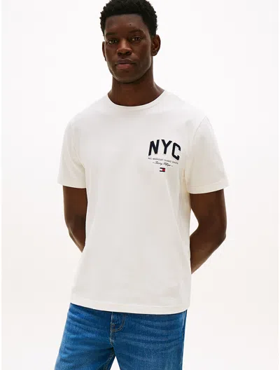Tommy Hilfiger Embroidered Nyc Logo T In White