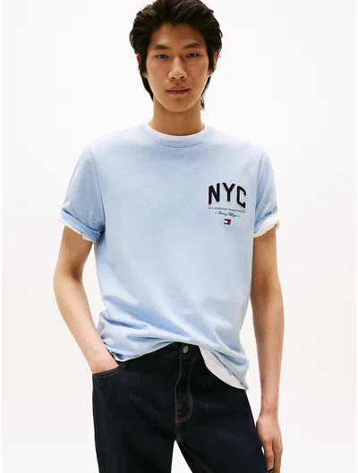 Tommy Hilfiger Embroidered Nyc Logo T In Blue