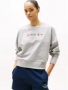 Tommy Hilfiger Embroidered Sailing Flag Logo Sweatshirt In Light Grey Heather