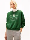 Tommy Hilfiger Embroidered Script Crest Logo Sweatshirt In Green