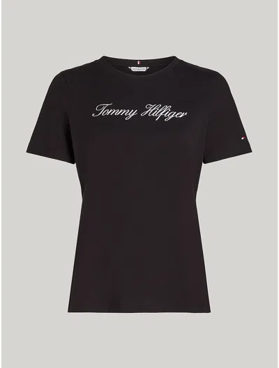 Tommy Hilfiger Embroidered Script Logo T In Black