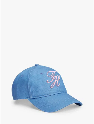 Tommy Hilfiger Embroidered Script Monogram Baseball Cap In Blue