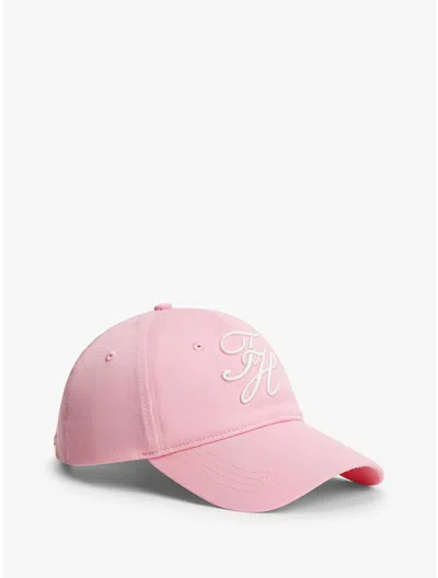 Tommy Hilfiger Embroidered Script Monogram Baseball Cap In Classic Pink