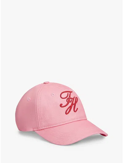 Tommy Hilfiger Embroidered Script Monogram Baseball Cap In Pink