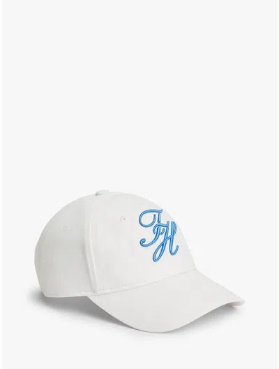 Tommy Hilfiger Embroidered Script Monogram Baseball Cap In White
