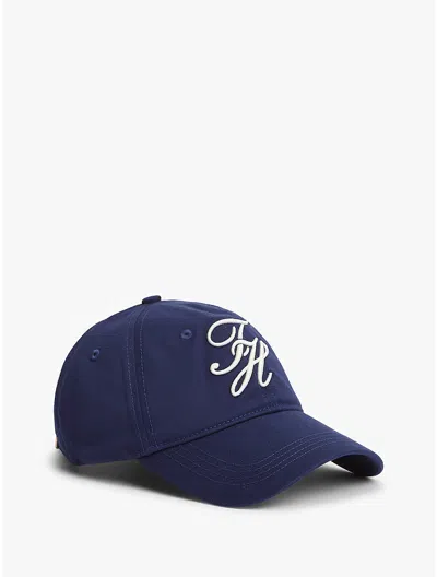 Tommy Hilfiger Embroidered Script Monogram Baseball Cap In Blue