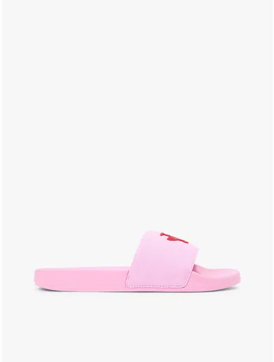 Tommy Hilfiger Embroidered Script Monogram Pool Slide In Pink