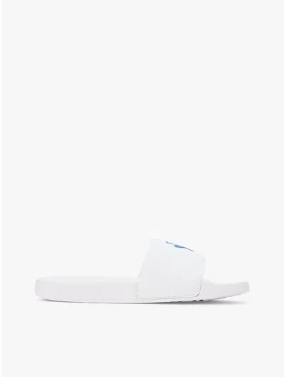 Tommy Hilfiger Embroidered Script Monogram Pool Slide In White