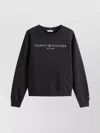 Tommy Hilfiger Embroidered Sleeve Logo Crewneck Sweatshirt In Black