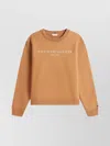 Tommy Hilfiger Embroidered Sleeve Logo Crewneck Sweatshirt In Brown