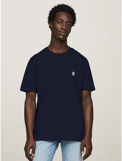 Tommy Hilfiger Embroidered Th Logo T In Navy