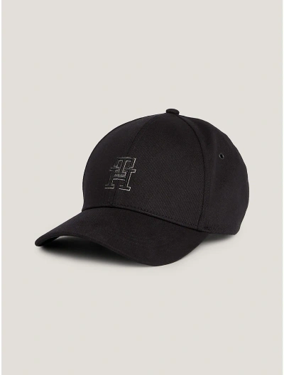 Tommy Hilfiger Embroidered Th Logo Twill Cap In Black