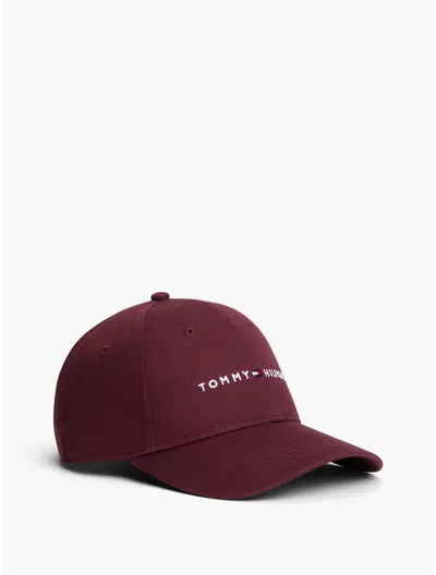 Tommy Hilfiger Embroidered Tommy Logo Baseball Cap In Burgundy