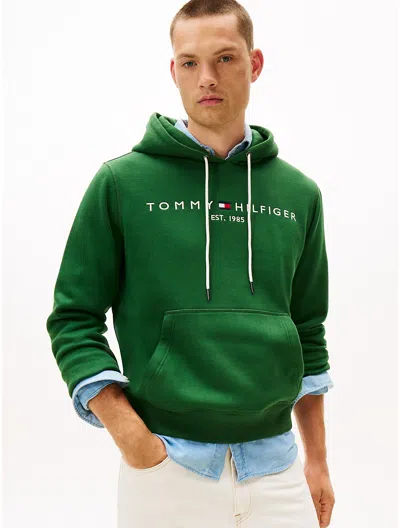 Tommy Hilfiger Embroidered Tommy Logo Hoodie In Green