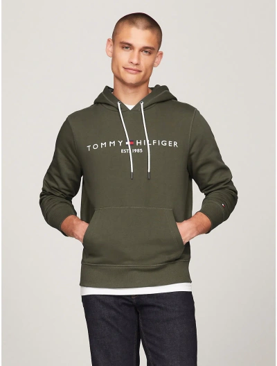 Tommy Hilfiger Embroidered Tommy Logo Hoodie In Army Green
