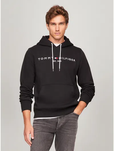 Tommy Hilfiger Embroidered Tommy Logo Hoodie In Black