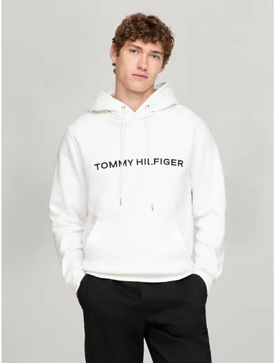 Tommy Hilfiger Embroidered Tommy Logo Hoodie In Fresh White
