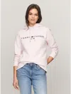 Tommy Hilfiger Embroidered Tommy Logo Hoodie In Light Pink