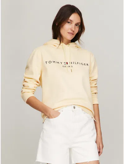 Tommy Hilfiger Embroidered Tommy Logo Hoodie In Maize Honey