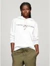 Tommy Hilfiger Logo-print Drawstring Hoodie In Optic White