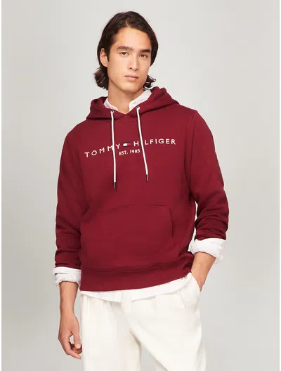 Tommy Hilfiger Embroidered Tommy Logo Hoodie In Rouge