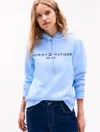 Tommy Hilfiger Embroidered Tommy Logo Hoodie In Vessel Blue
