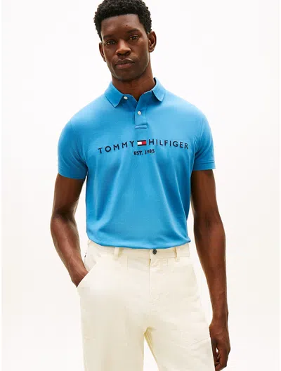 Tommy Hilfiger Embroidered Tommy Logo Polo In Blue