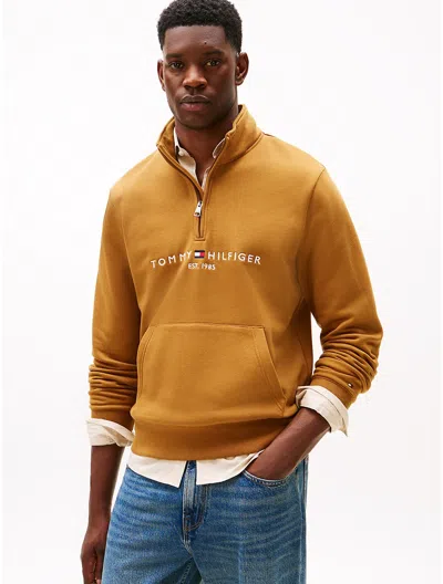 Tommy Hilfiger Embroidered Tommy Logo Quarter In Orange