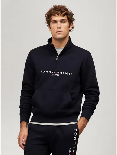 Tommy Hilfiger Embroidered Tommy Logo Quarter In Navy