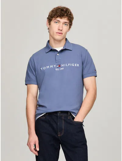 Tommy Hilfiger Embroidered Tommy Logo Regular Fit Polo In Bank Blue