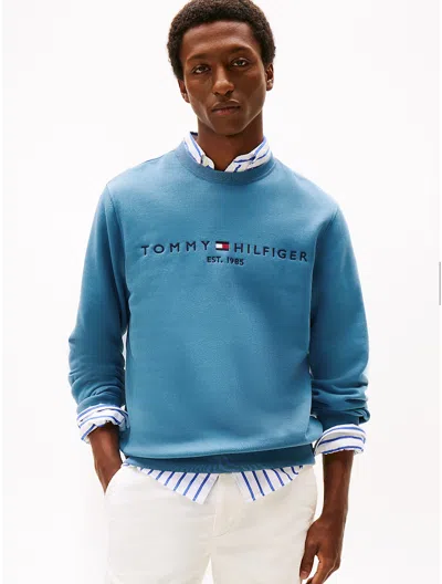 Tommy Hilfiger Embroidered Tommy Logo Sweatshirt In Blue