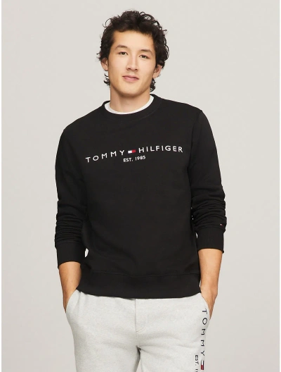 Tommy Hilfiger Embroidered Tommy Logo Sweatshirt In Black