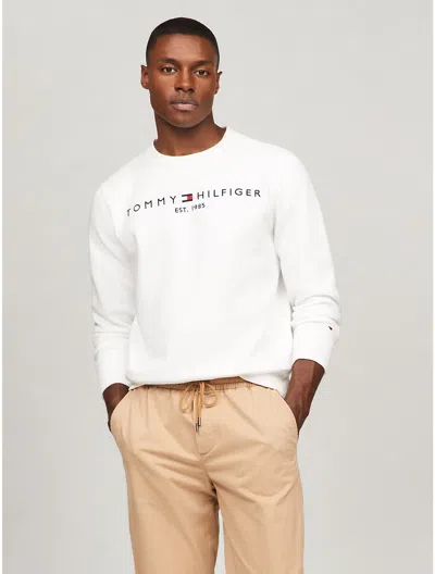 Tommy Hilfiger Embroidered Tommy Logo Sweatshirt In Fresh White