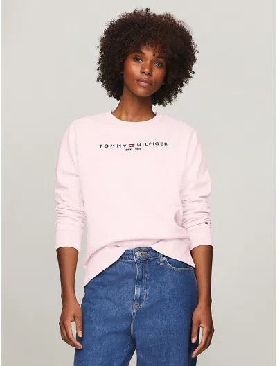 Tommy Hilfiger Embroidered Tommy Logo Sweatshirt In Light Pink