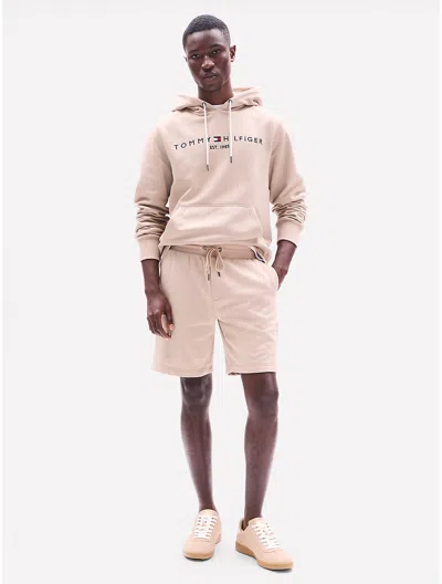 Tommy Hilfiger Embroidered Tommy Logo Sweatshort In Beige