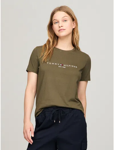 Tommy Hilfiger Embroidered Tommy Logo T In Army Green