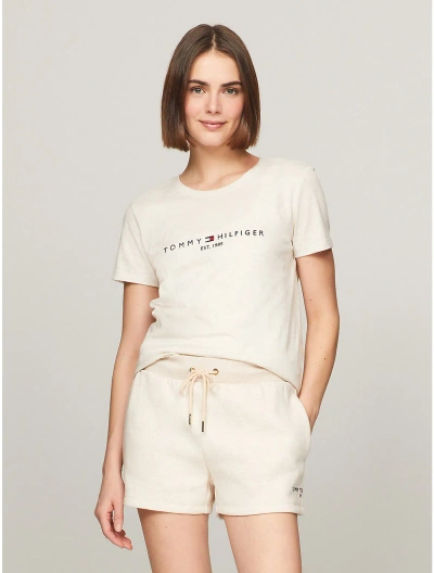 Tommy Hilfiger Embroidered Tommy Logo T In Beige Heather