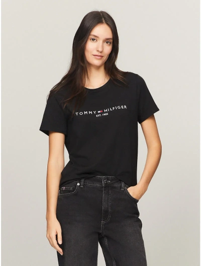Tommy Hilfiger Embroidered Tommy Logo T In Black