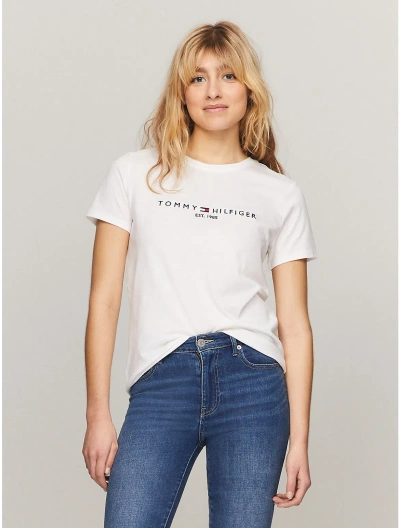 Tommy Hilfiger Embroidered Tommy Logo T In Fresh White