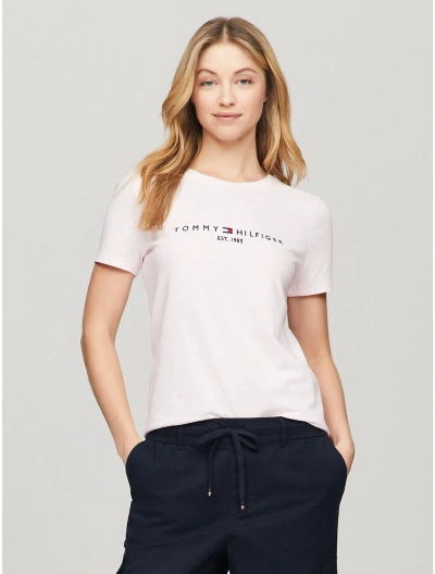 Tommy Hilfiger Embroidered Tommy Logo T In Light Pink