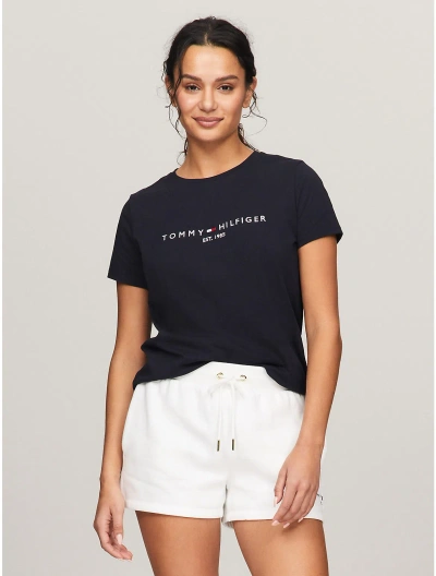 Tommy Hilfiger Embroidered Tommy Logo T In Navy
