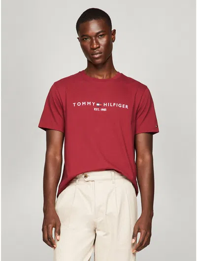 Tommy Hilfiger Embroidered Tommy Logo T In Rouge