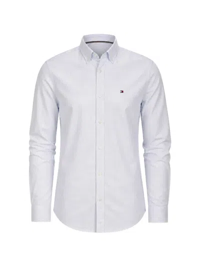 Tommy Hilfiger Embroidered-logo Button-down Shirt In White