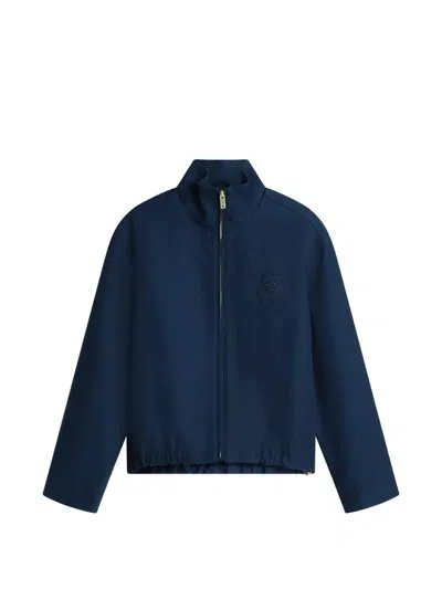 Tommy Hilfiger Embroidered-logo High-neck Jacket In Blue