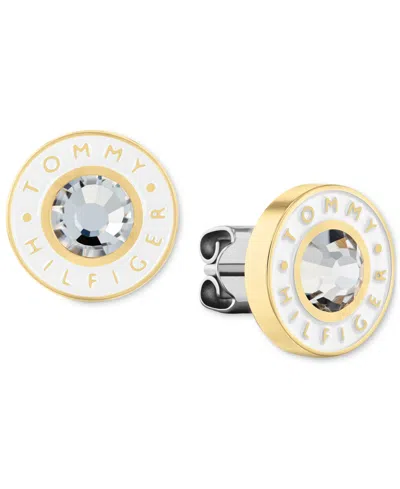 Tommy Hilfiger Enamel Stud Earrings In Gold