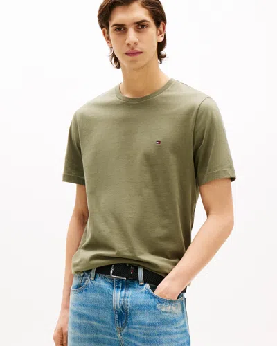 Tommy Hilfiger Essential Seasonal Regular Fit Solid Mens T Shirt In Green