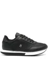 Tommy Hilfiger Th Logo Mixed Panel Sneaker In Black