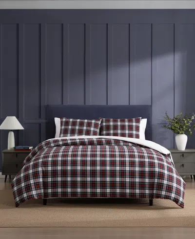 Tommy Hilfiger Essential Tartan Cotton 3-pc. Comforter Set, Full/queen In White,red,navy Blue