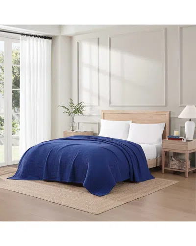 Tommy Hilfiger Essential Weave Cotton Blanket In Blue